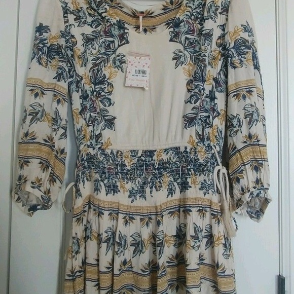 Free People Printed Balloon Sleeve Tunic Dress - Picture 1 of 8